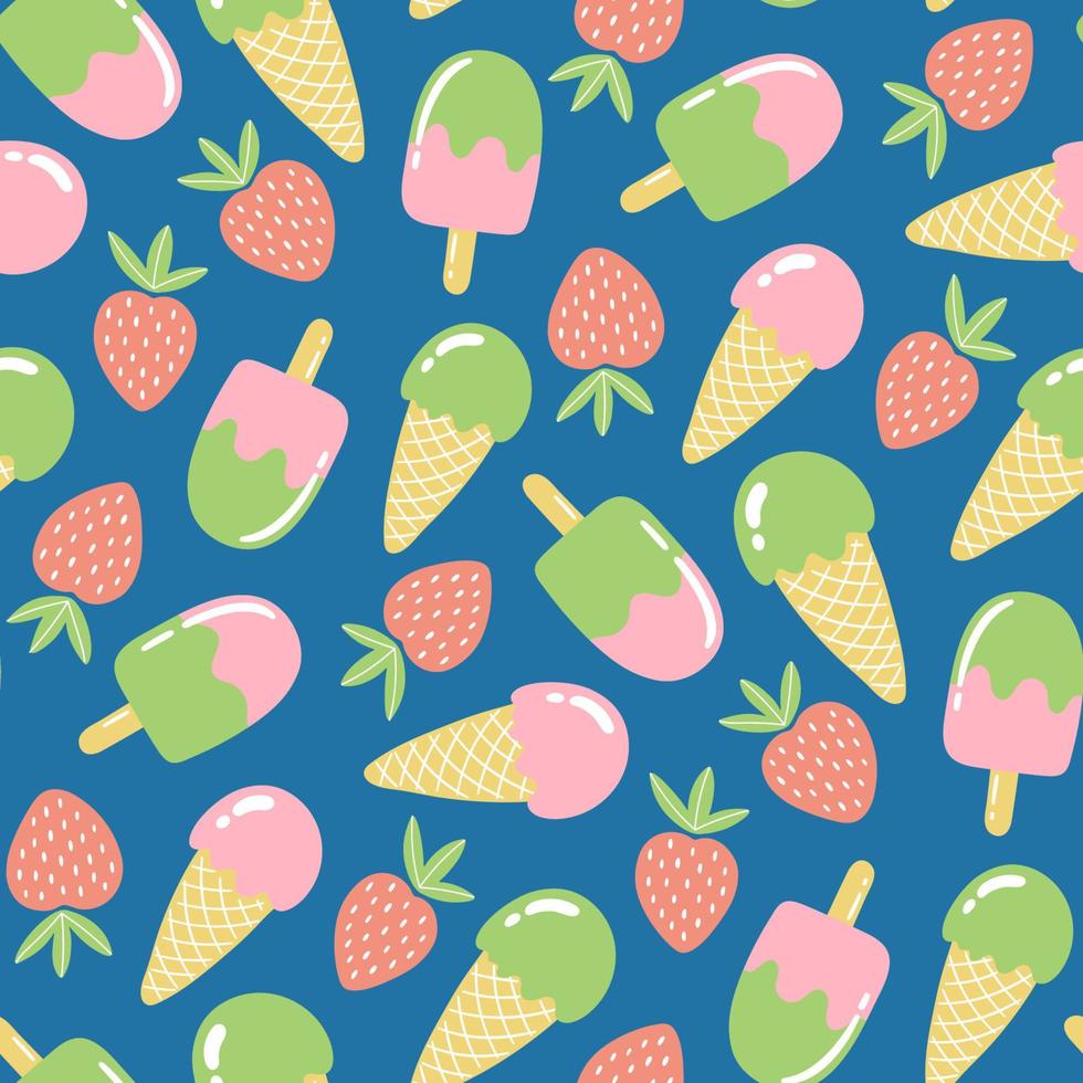 Hand-drawn vector seamless pattern with colorful fruits.