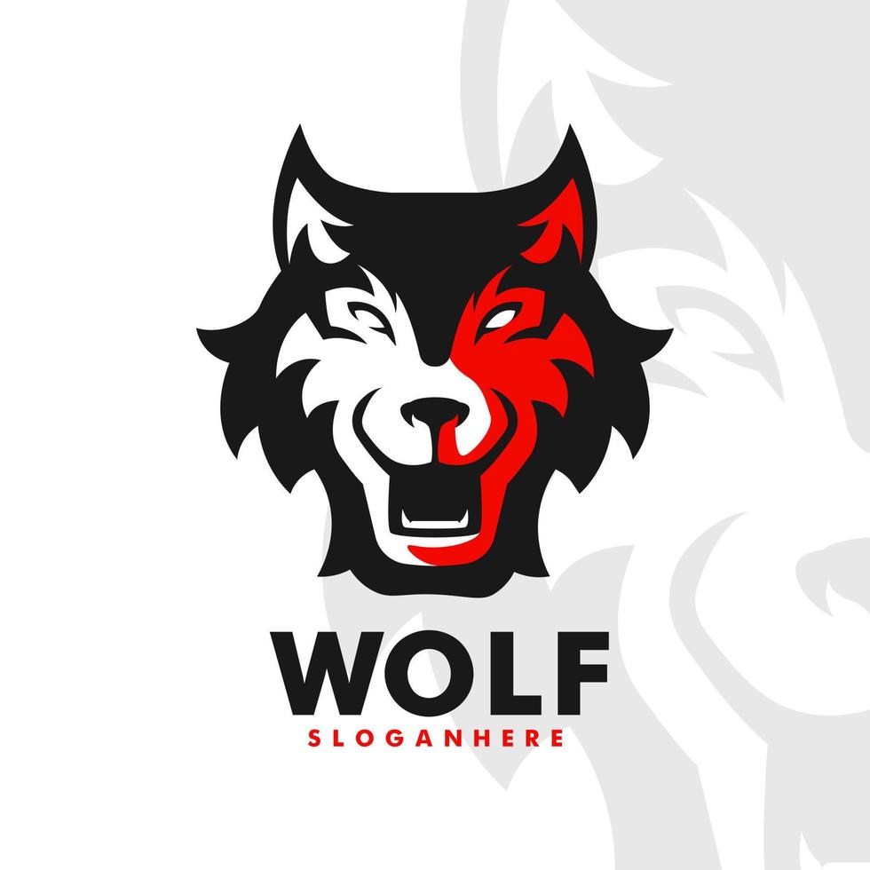 Wolf athletic club vector logo concept isolated on white background. Modern sport team mascot badge design. Sports or Esport team logo template with wolves vector illustration