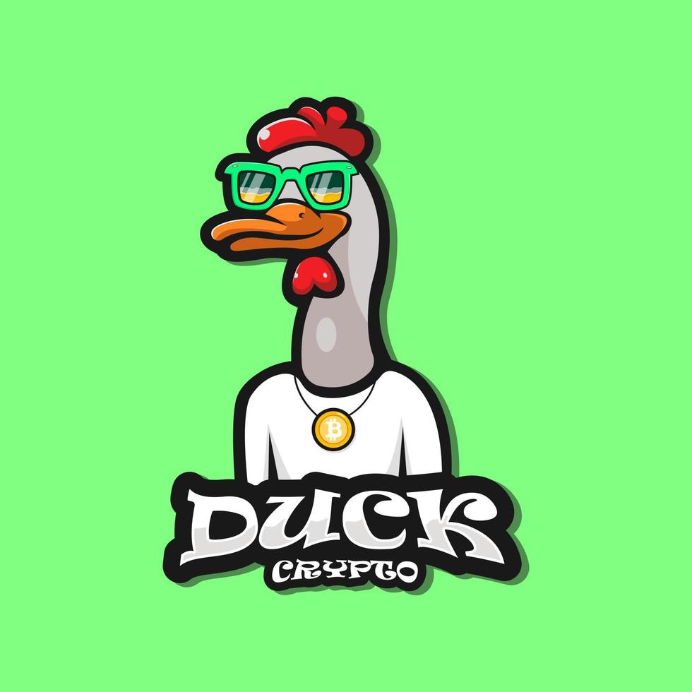 vector de ilustración de diseño de logotipo de mascota criptográfica de pato