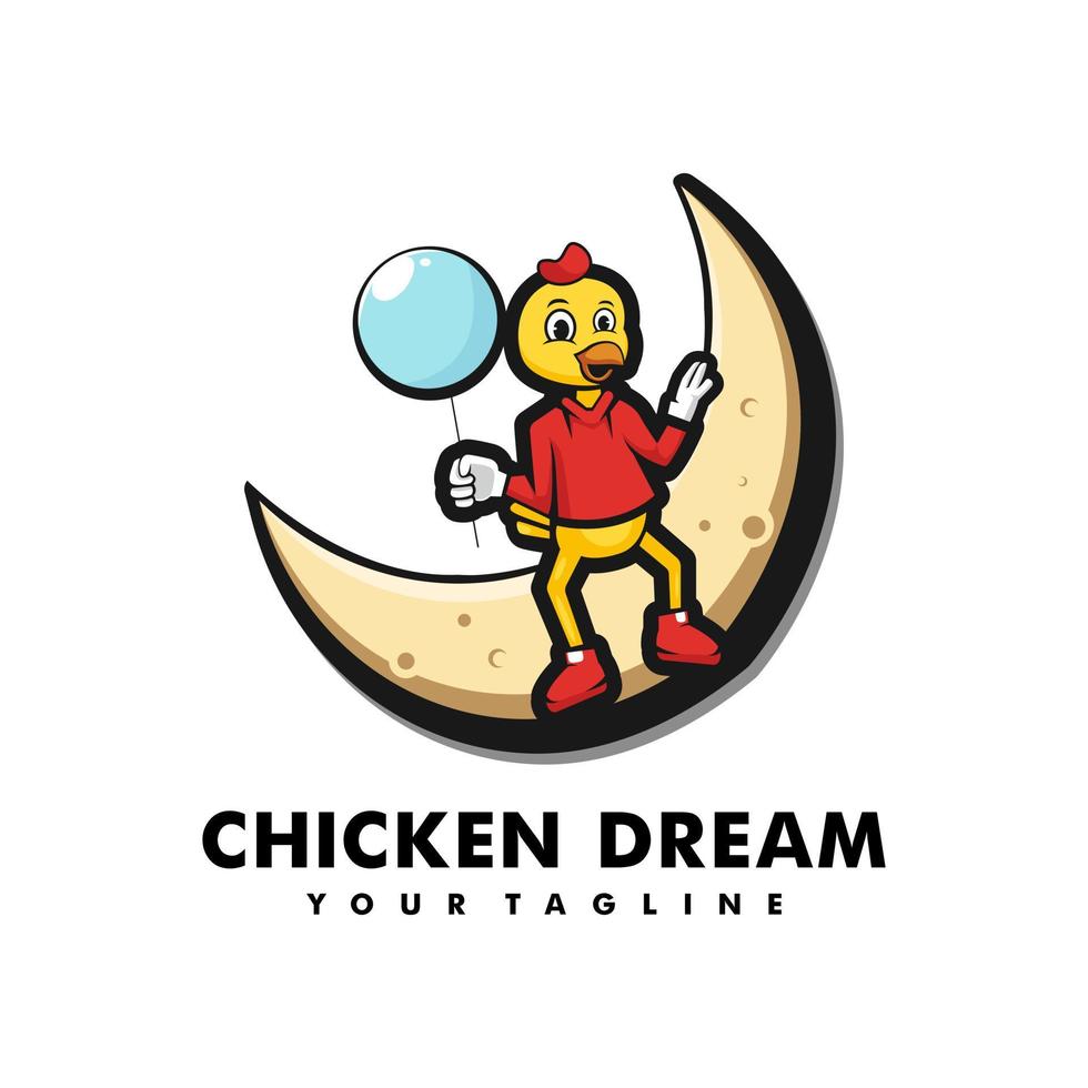 Chick logo mascot carrying balloons vector