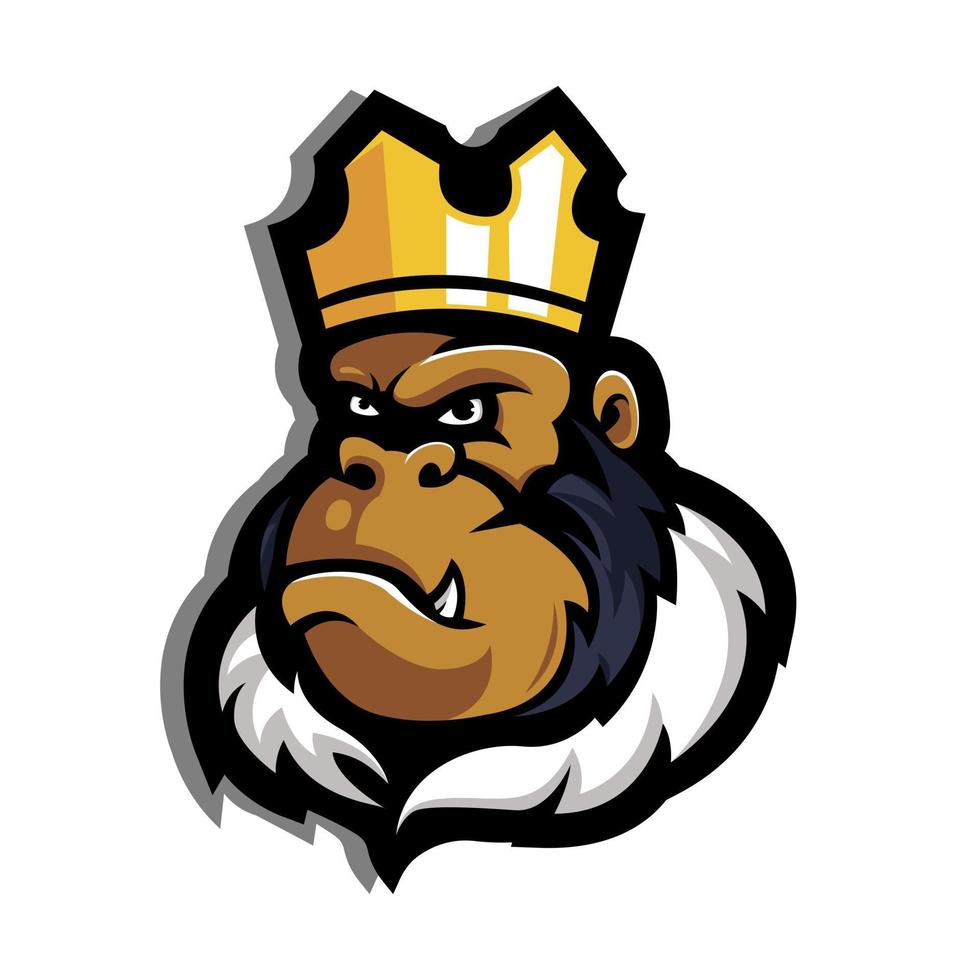 rey gorila mascota logo diseño ilustración vector
