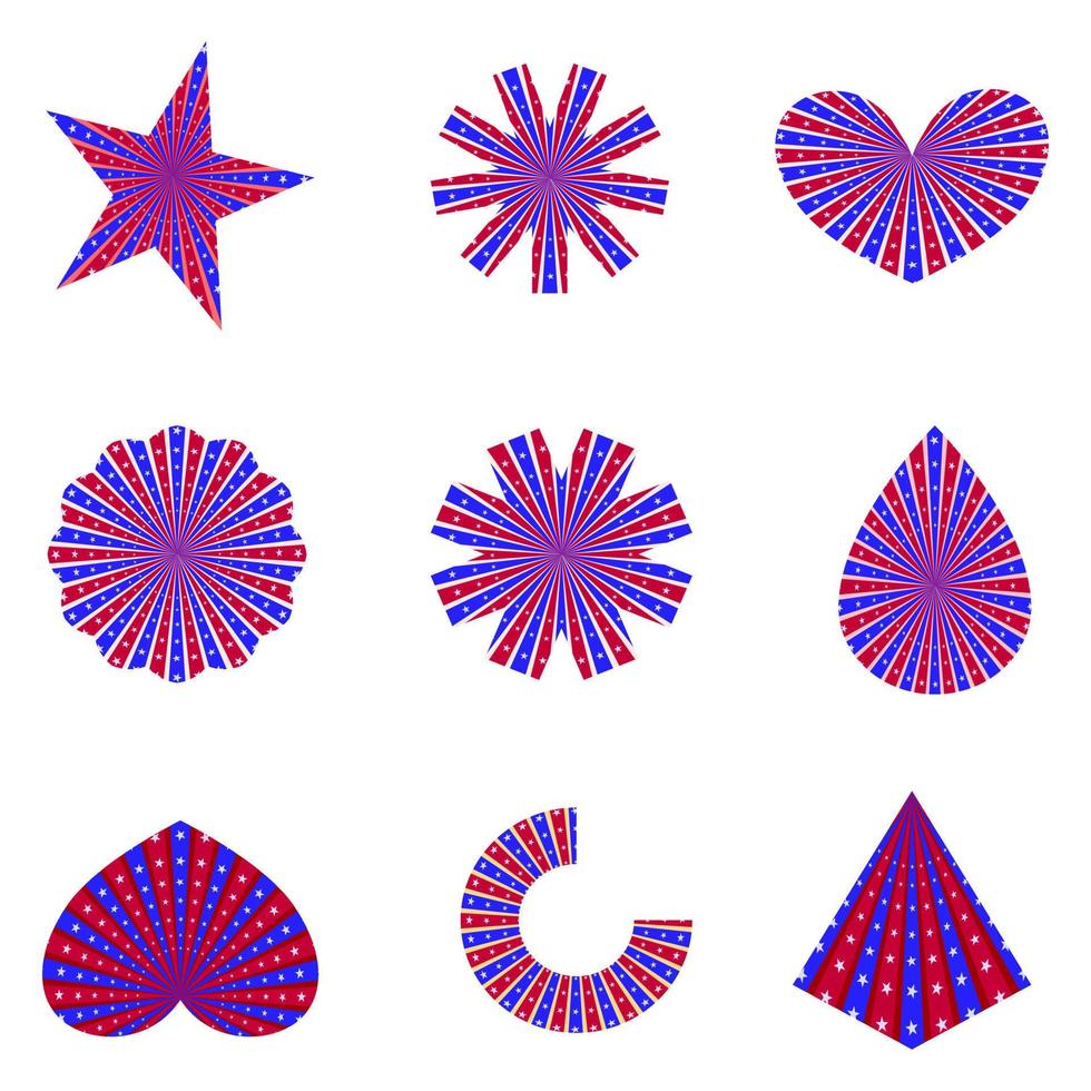 Collection of us badge label icon flag star shape element graphic sign symbol vector illustration