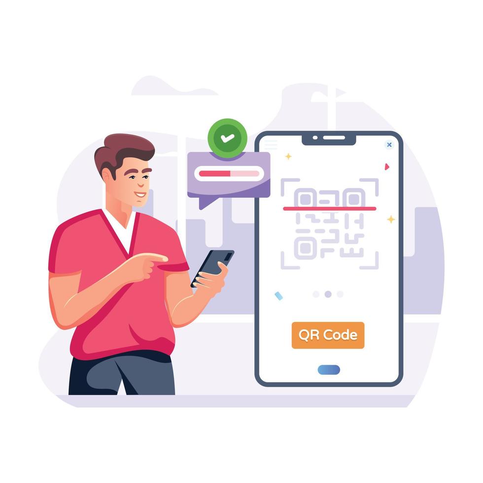 A customizable flat illustration of QR verification vector