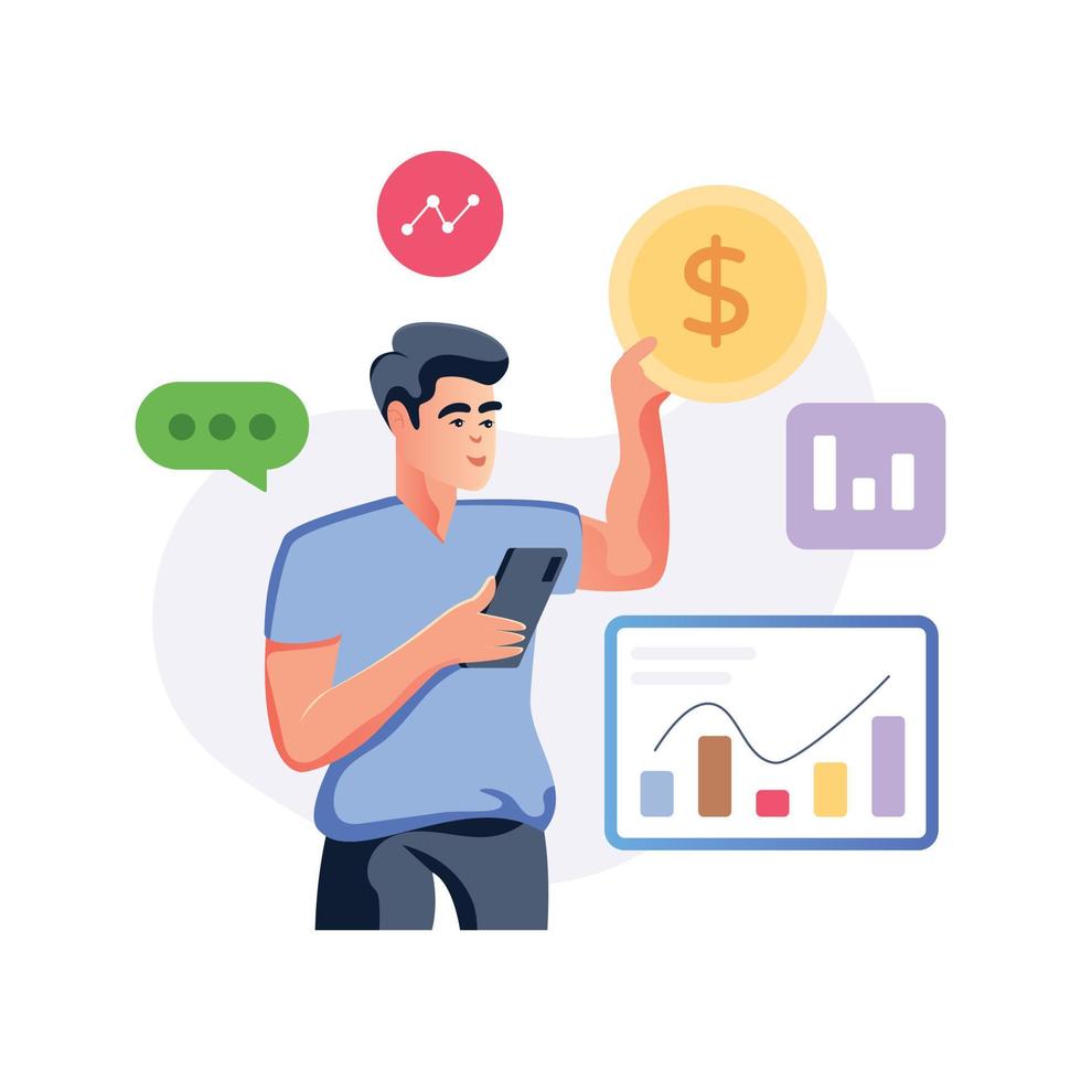A flat illustration of business analysis vector