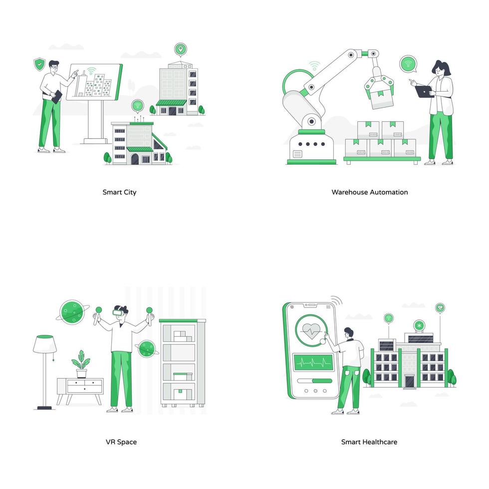 conjunto de ilustraciones planas de tecnología ai vector