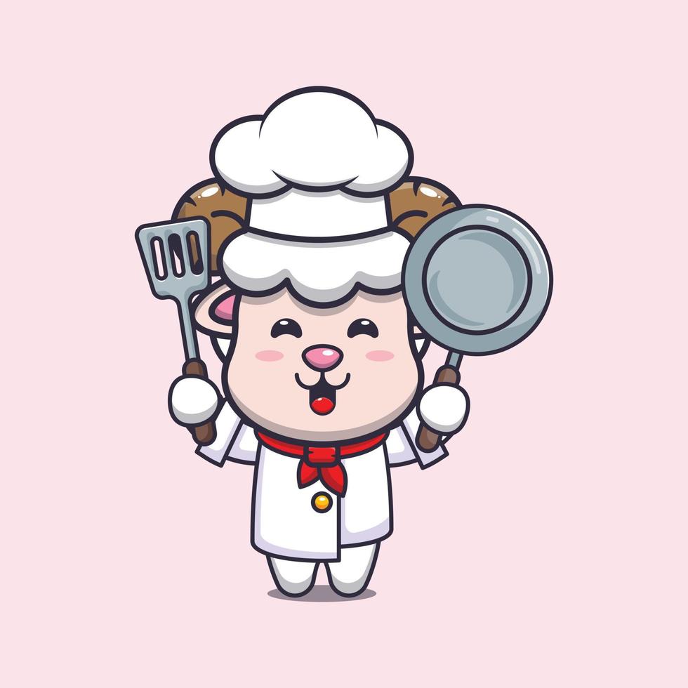 cute sheep chef mascot cartoon character vector