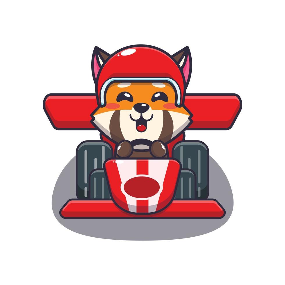 cute red panda mascot cartoon character riding race car 7752058 Vector at Vecteezy