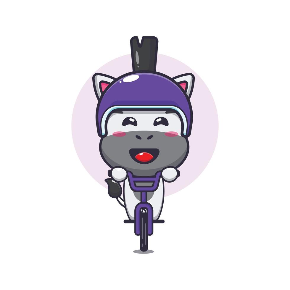 cute zebra mascot cartoon character ride on bicycle vector