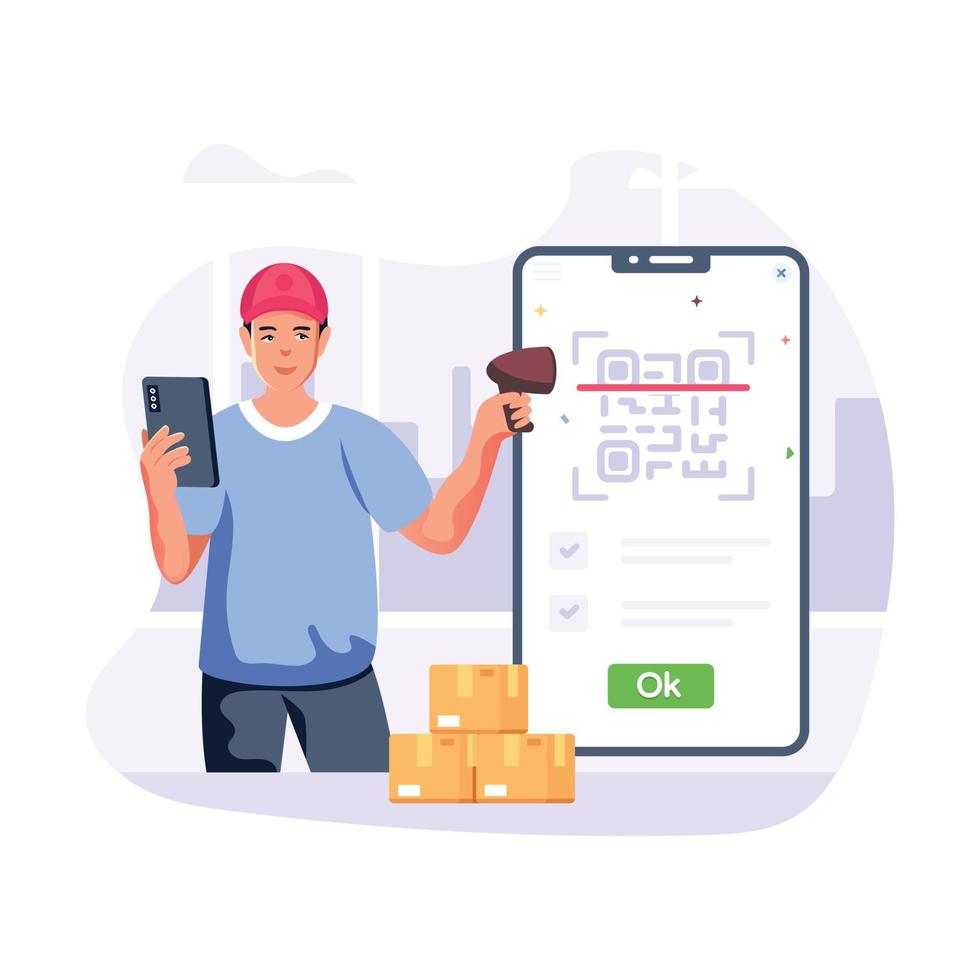 A customizable flat illustration of QR verification vector