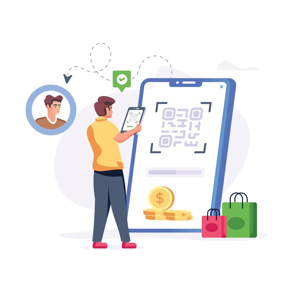 A customizable flat illustration of QR verification vector