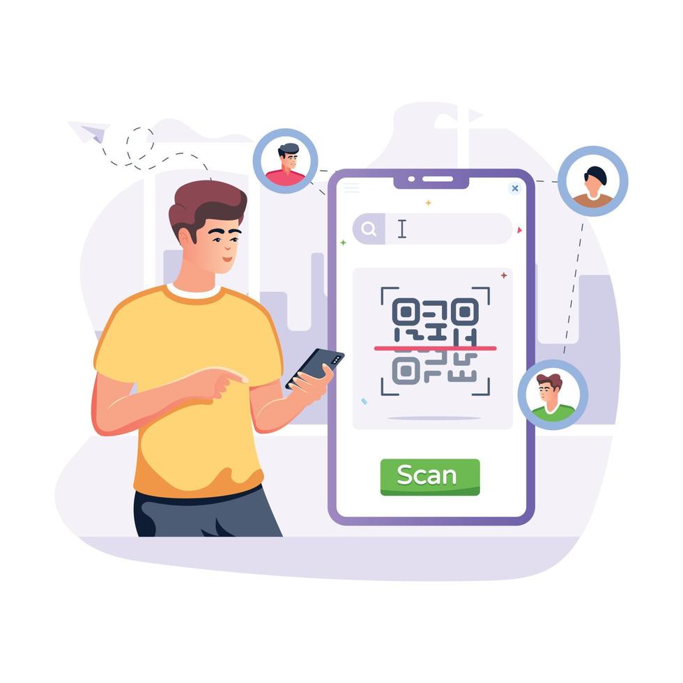 A customizable flat illustration of QR verification vector