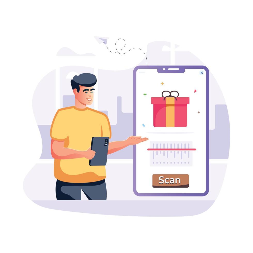 Ready to use flat illustration of scan gift vector