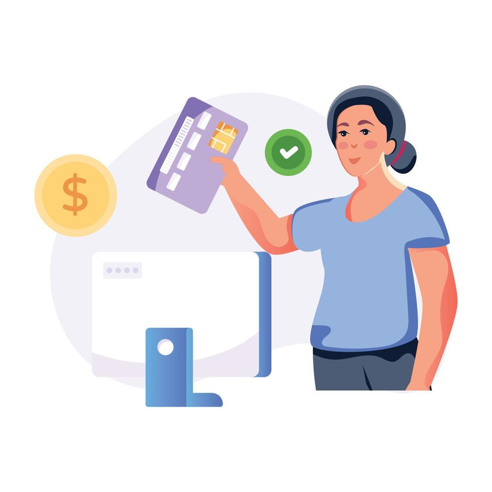 Card payment flat character illustration vector