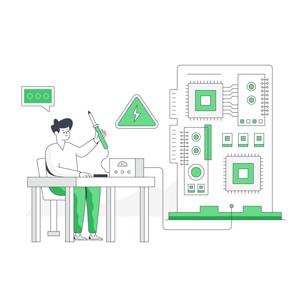 A customizable flat illustration of printed circuit vector