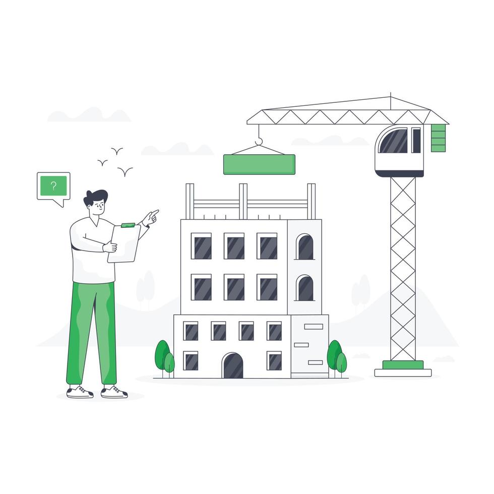 An illustrative flat vector of building construction