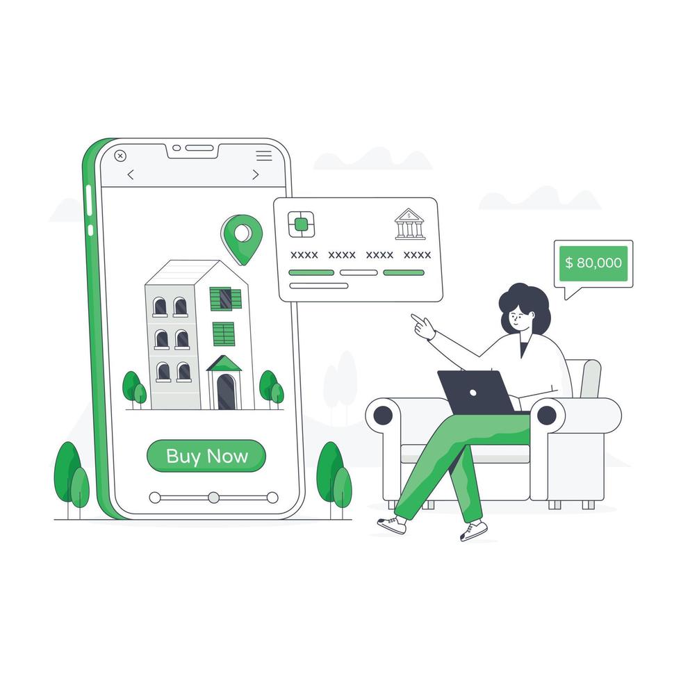 A flat modern online property illustration vector