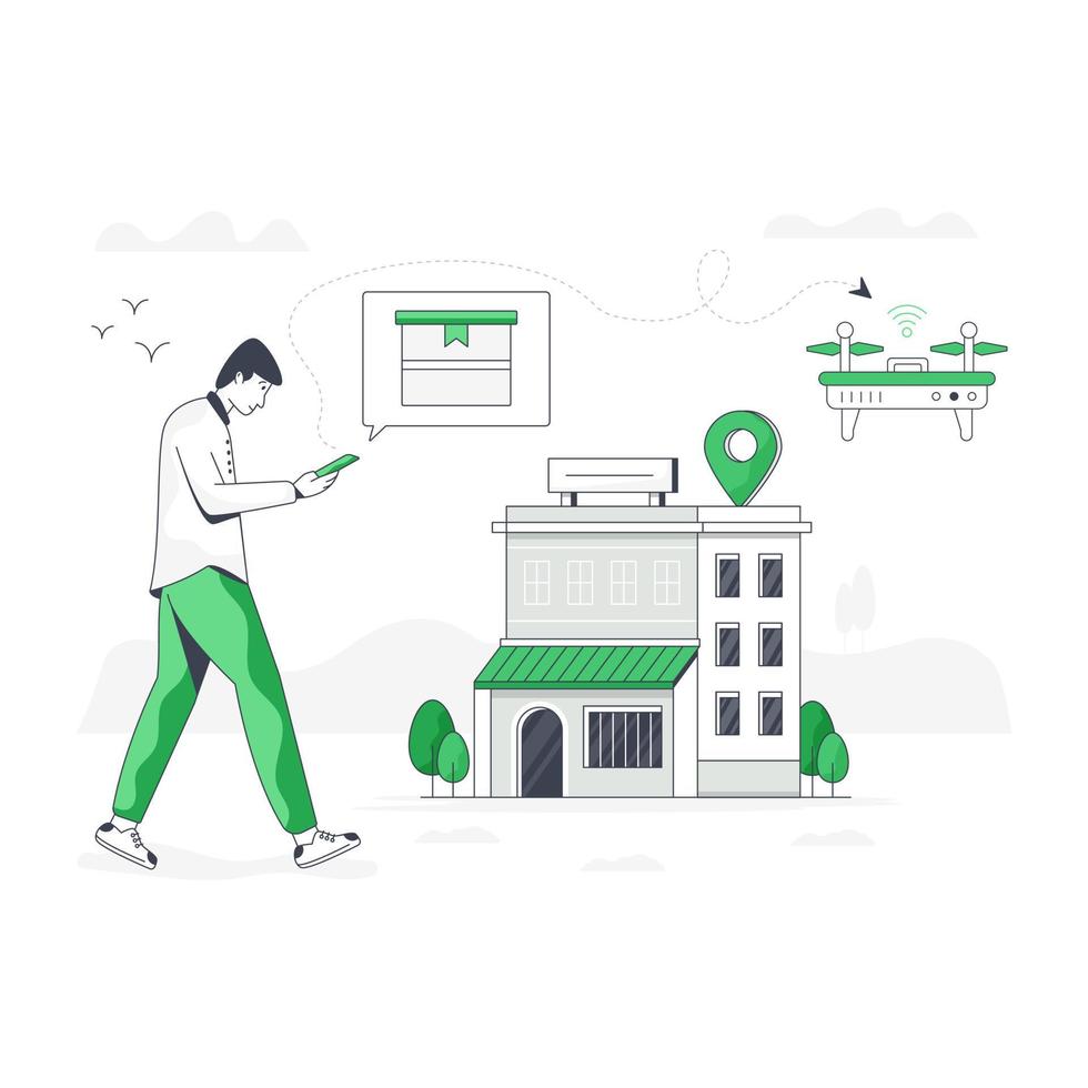 Get your hands on drone delivery flat illustration vector
