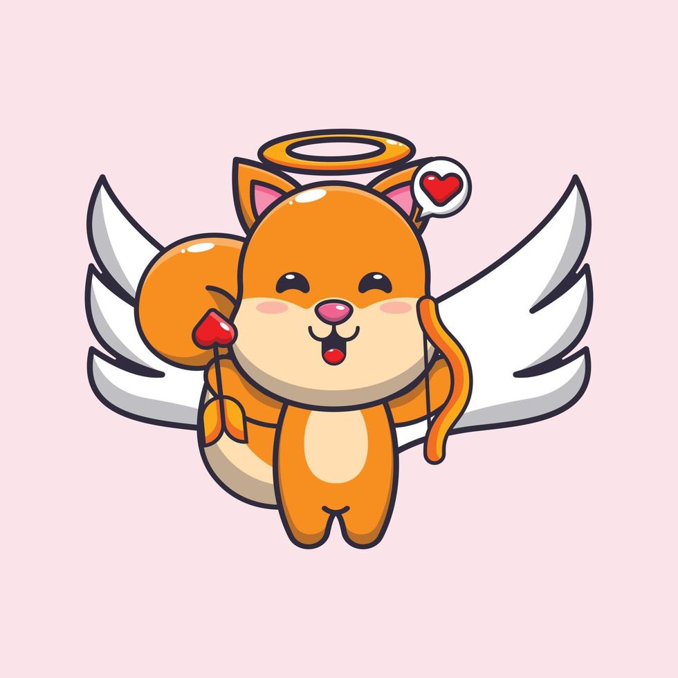 cute squirrel cupid cartoon character holding love arrow vector