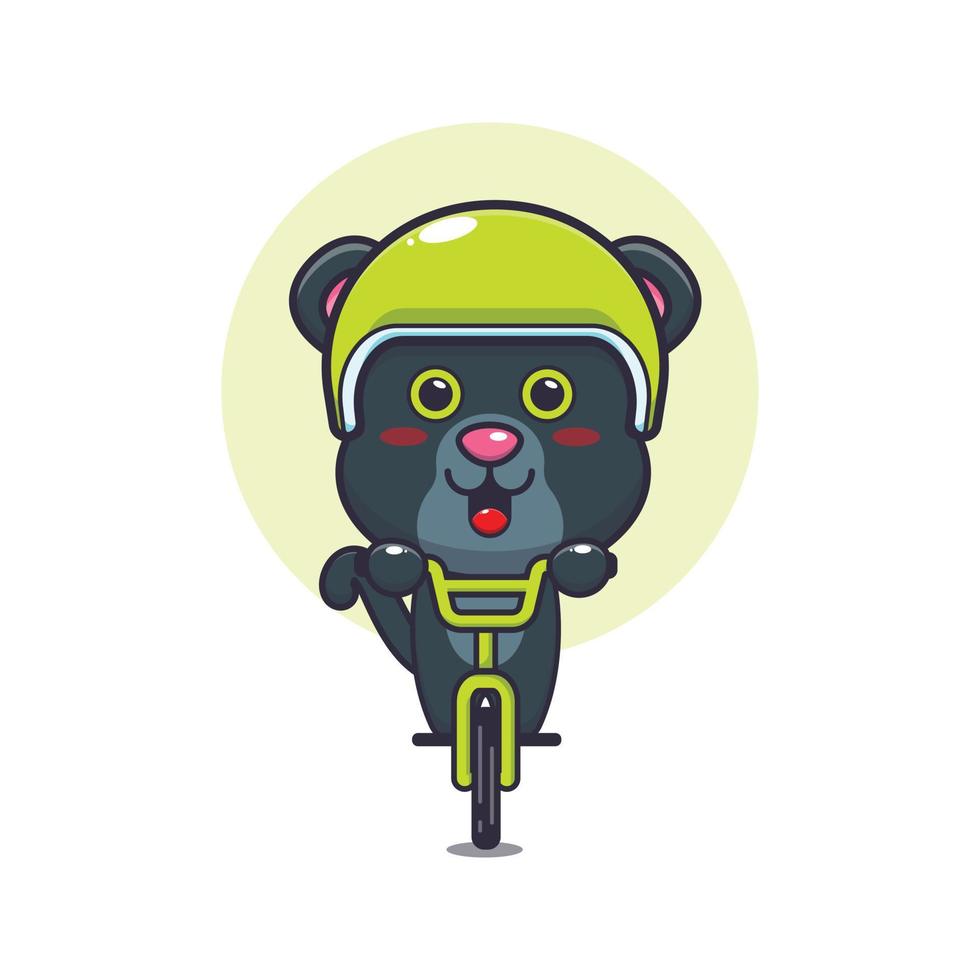 cute panther mascot cartoon character ride on bicycle vector