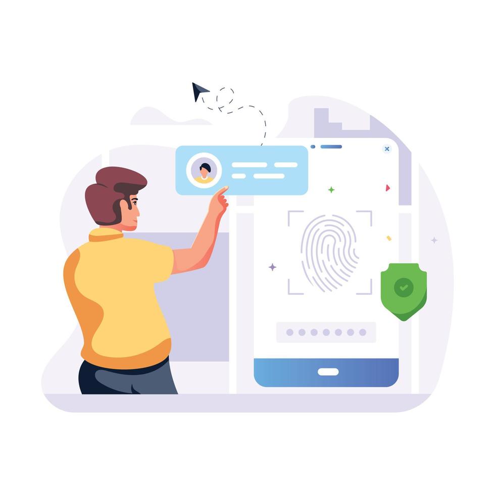 A well-designed flat illustration of biometric vector