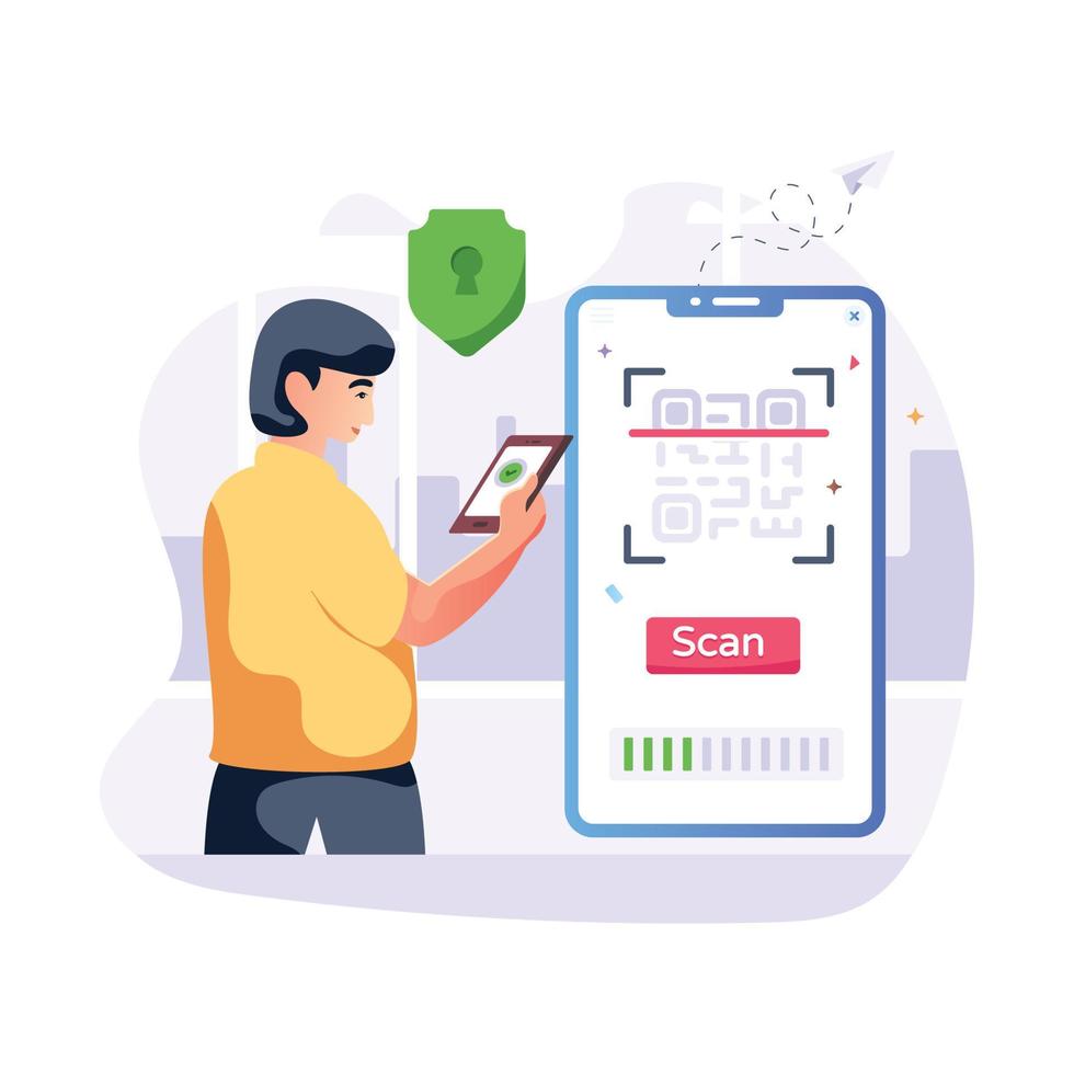 A customizable flat illustration of QR verification vector