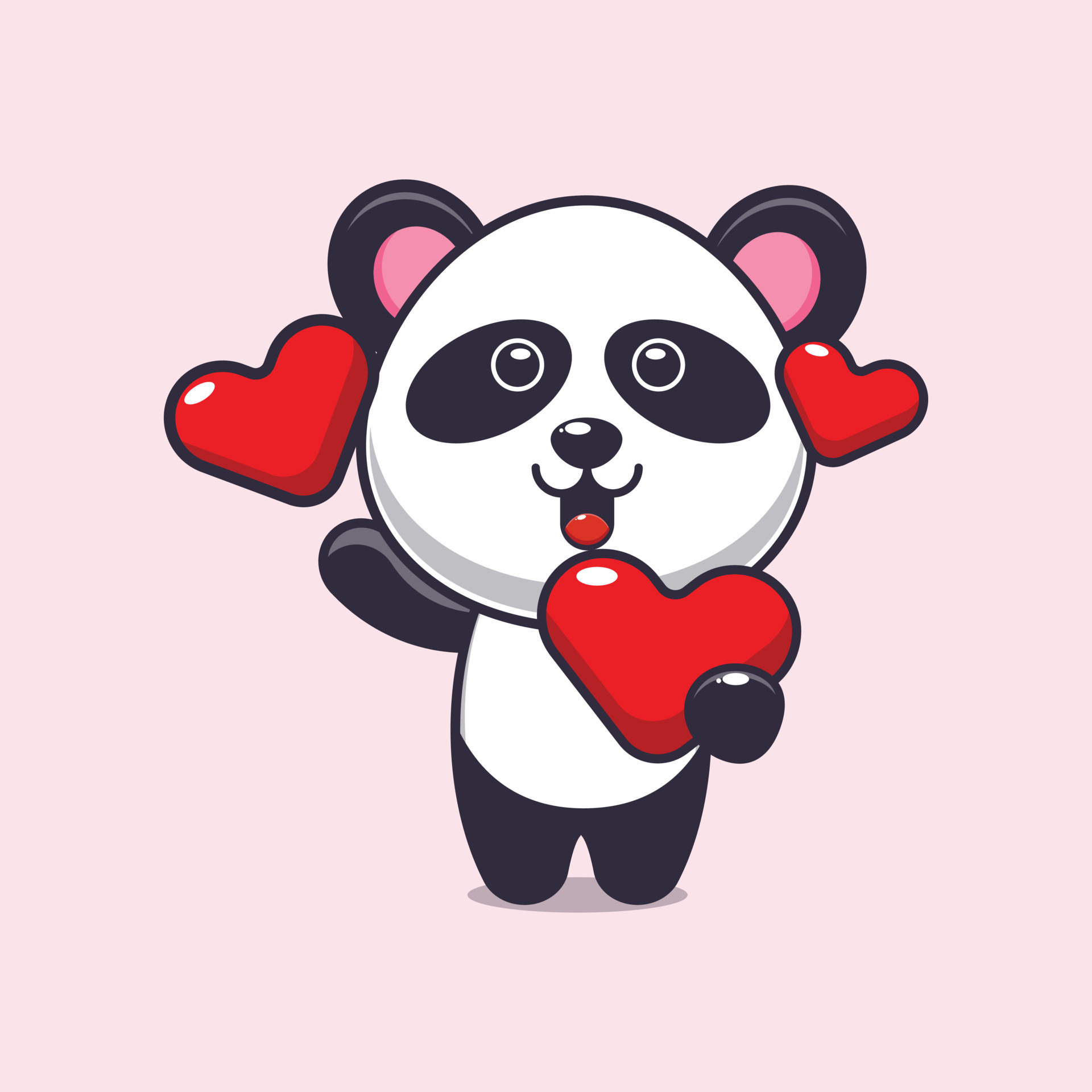 cute panda cartoon character holding love heart in valentines day 7752337  Vector Art at Vecteezy