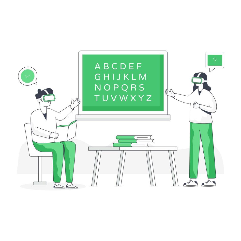 A captivating flat illustration of VR education vector