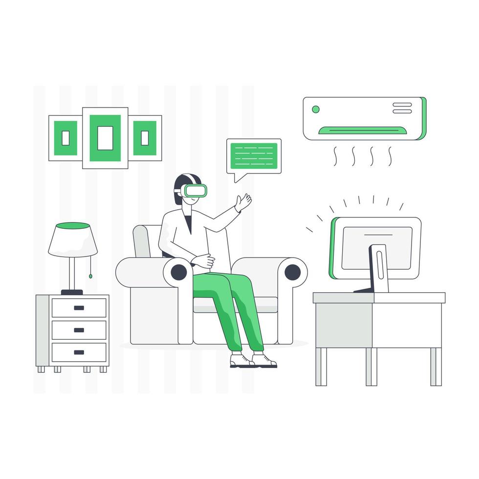 An illustration of VR room in flat style vector