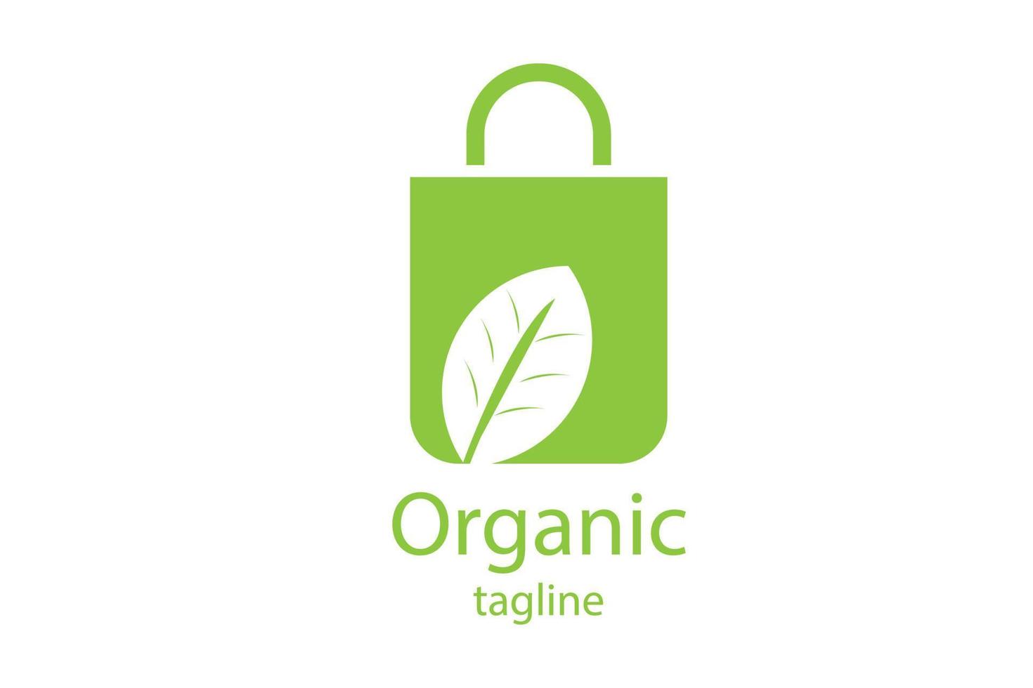 icono del logotipo de la bolsa de compras orgánica vector