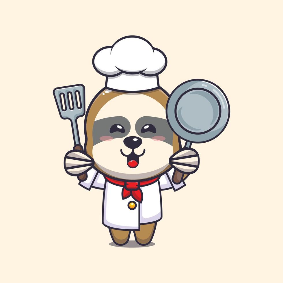 lindo personaje de dibujos animados de la mascota del chef perezoso vector