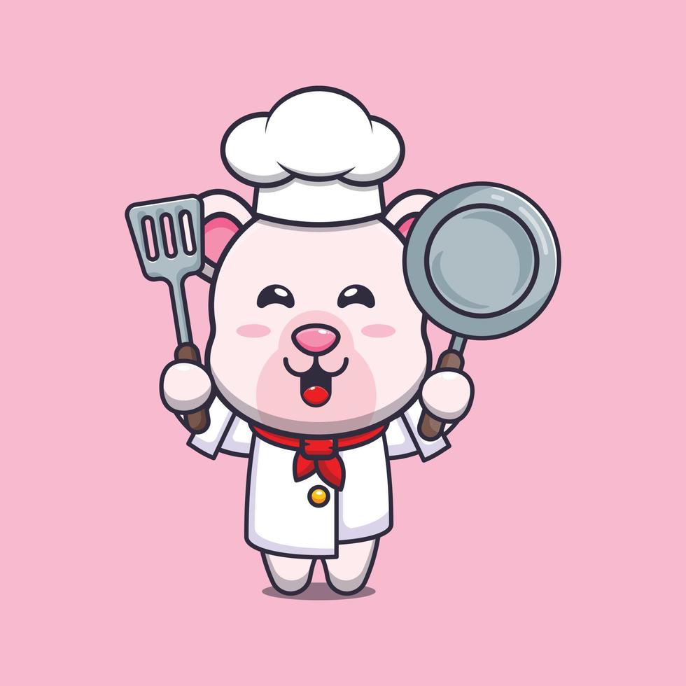 cute polar bear chef mascot cartoon character vector