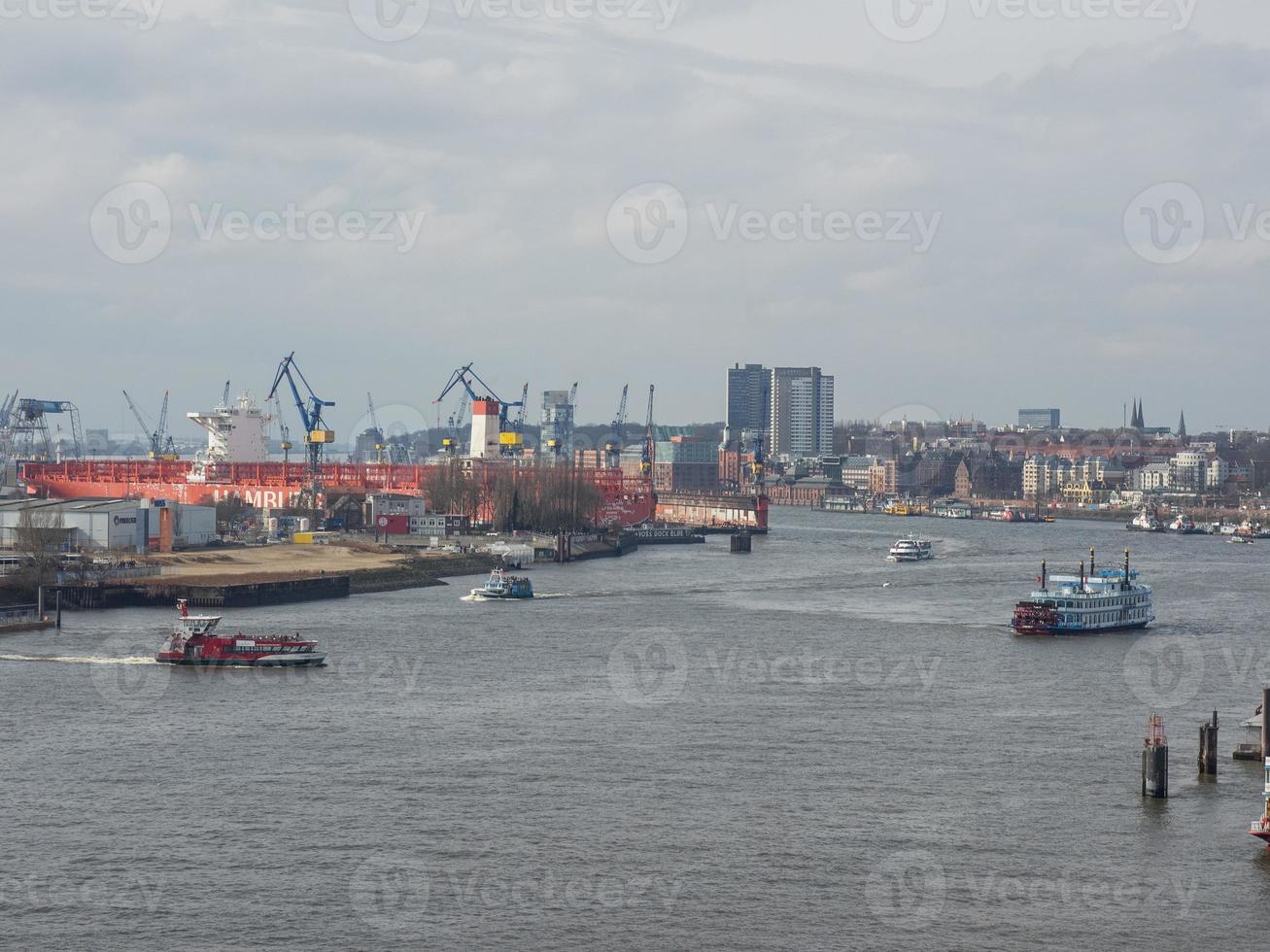 the city of Hamburg at the river elbe photo