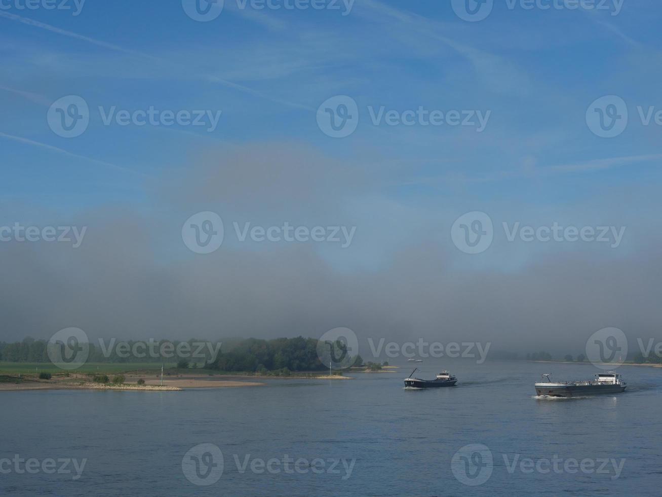 the Rhine river near Wesel in the morning photo