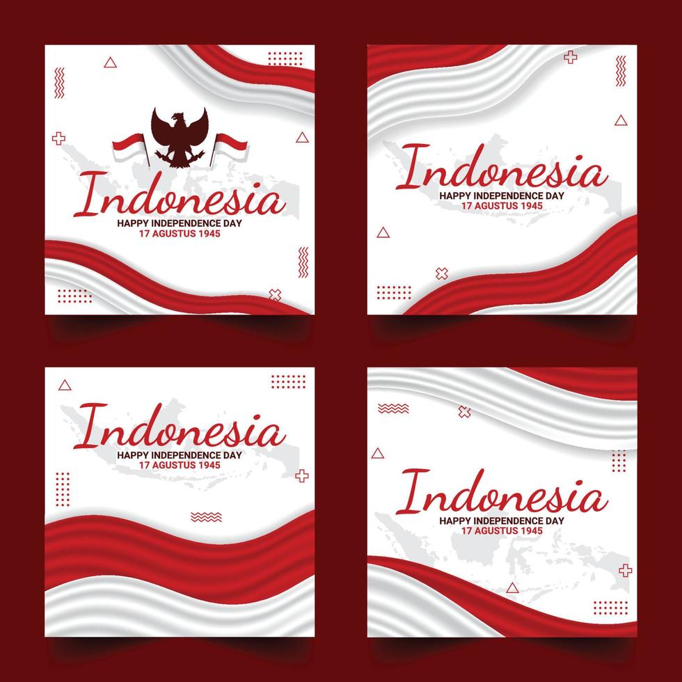 Indonesia Independence Day Social Media Posts vector