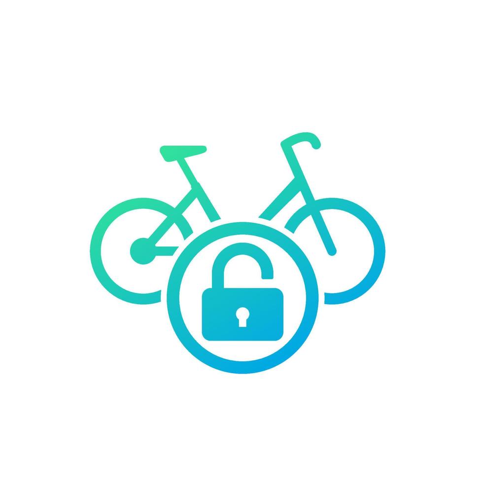 desbloquear icono de bicicleta, una bicicleta y un vector de bloqueo