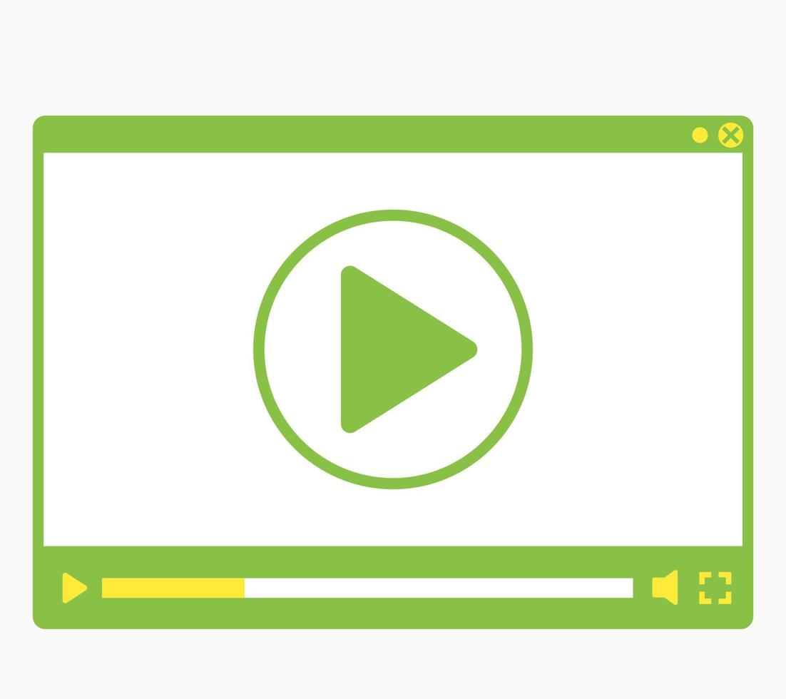 video player design, flat green version vector