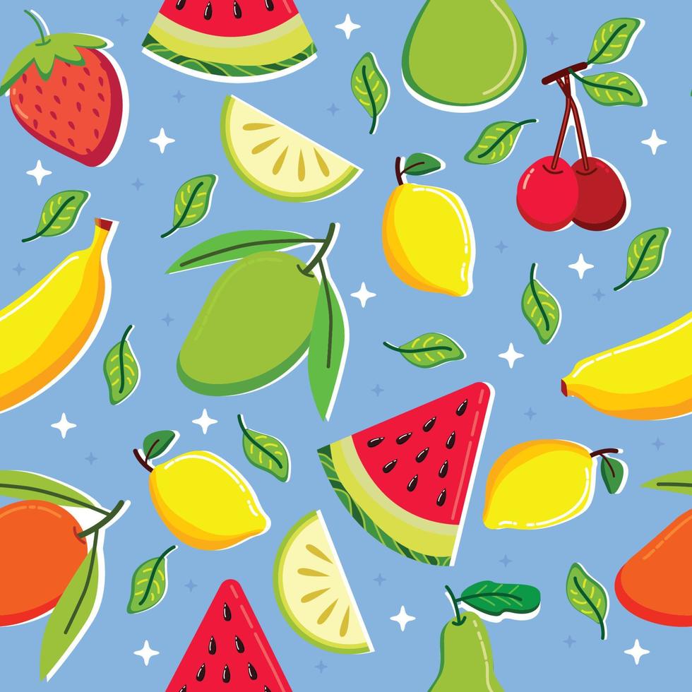 Tropical Fruits Seamless Pattern vector