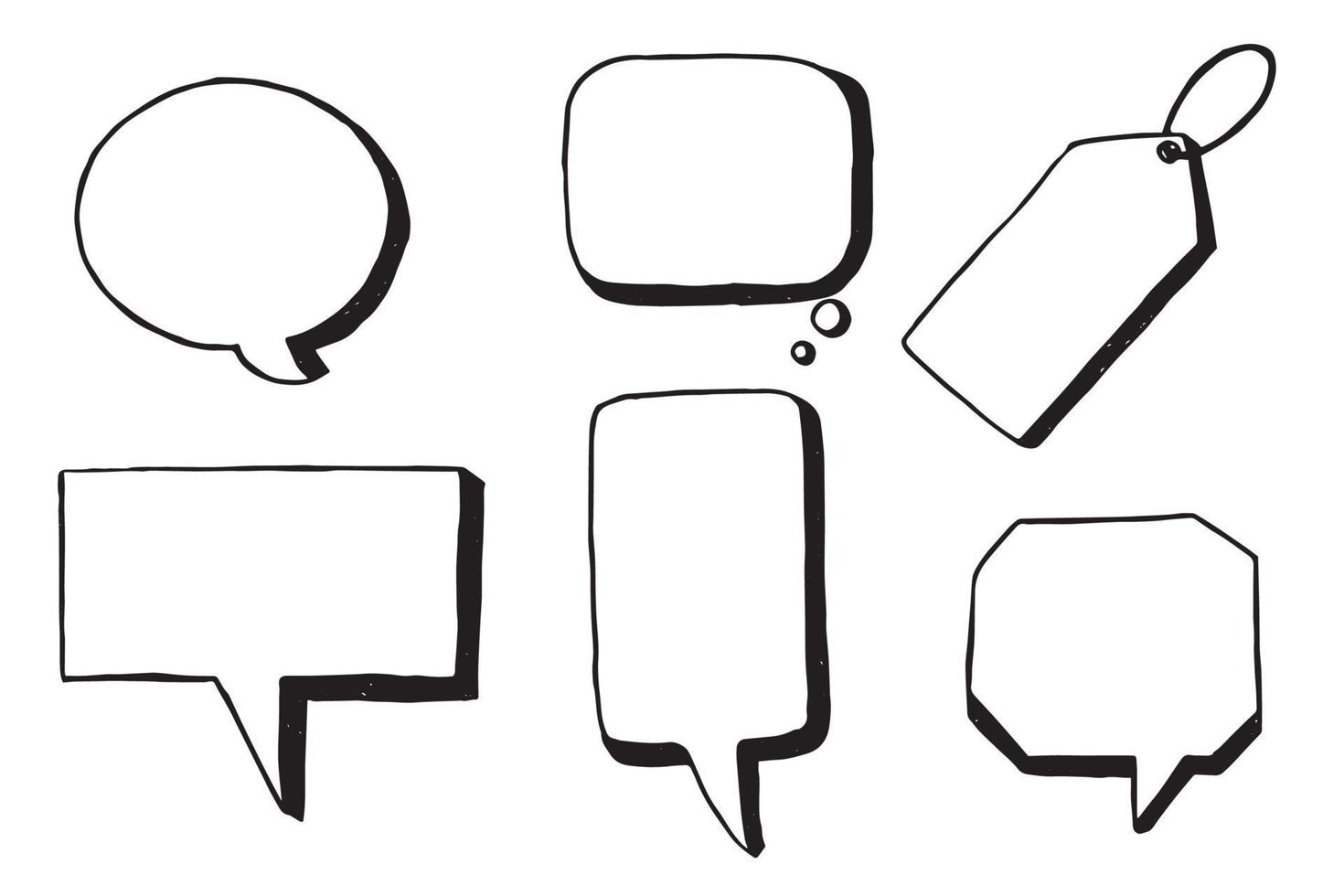 Vector set hand drawn speech bubble.