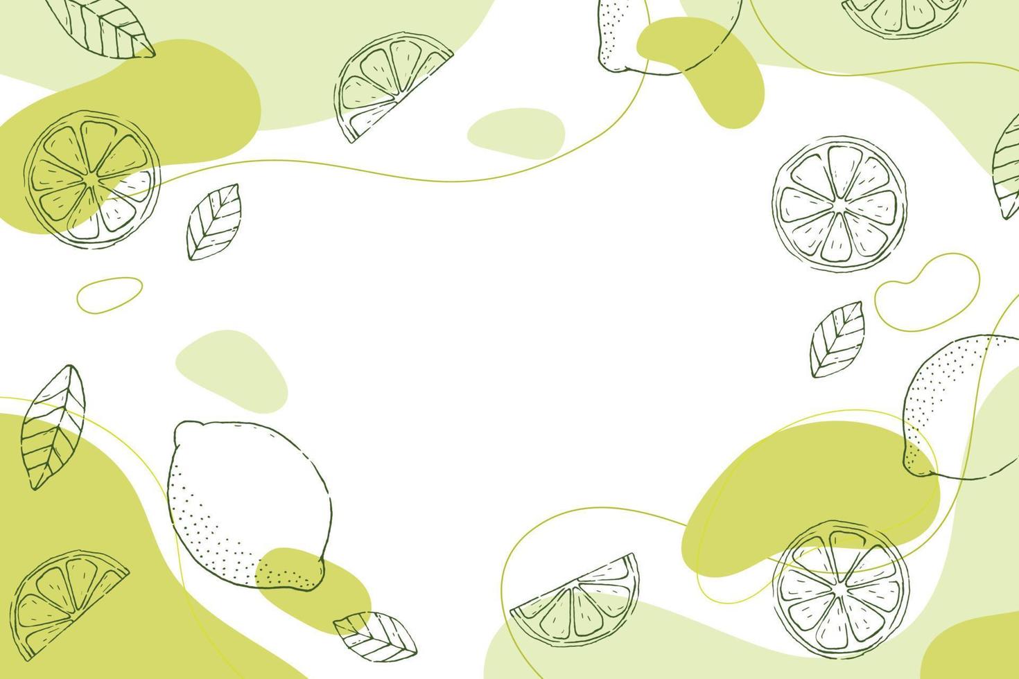 Vector lemon hand drawn abstract shapes background.
