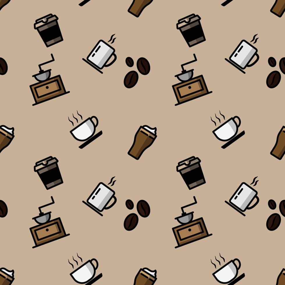 Vector icon coffee seamless pattern.