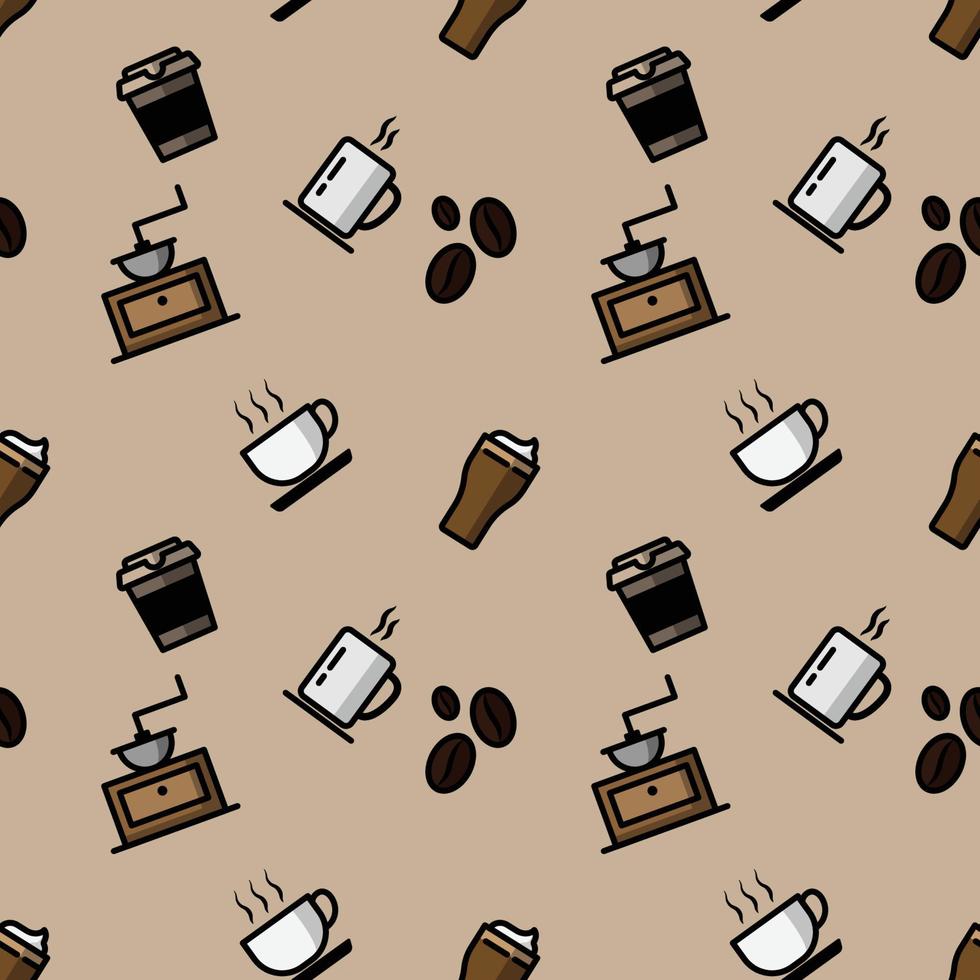 Vector icon coffee seamless pattern.