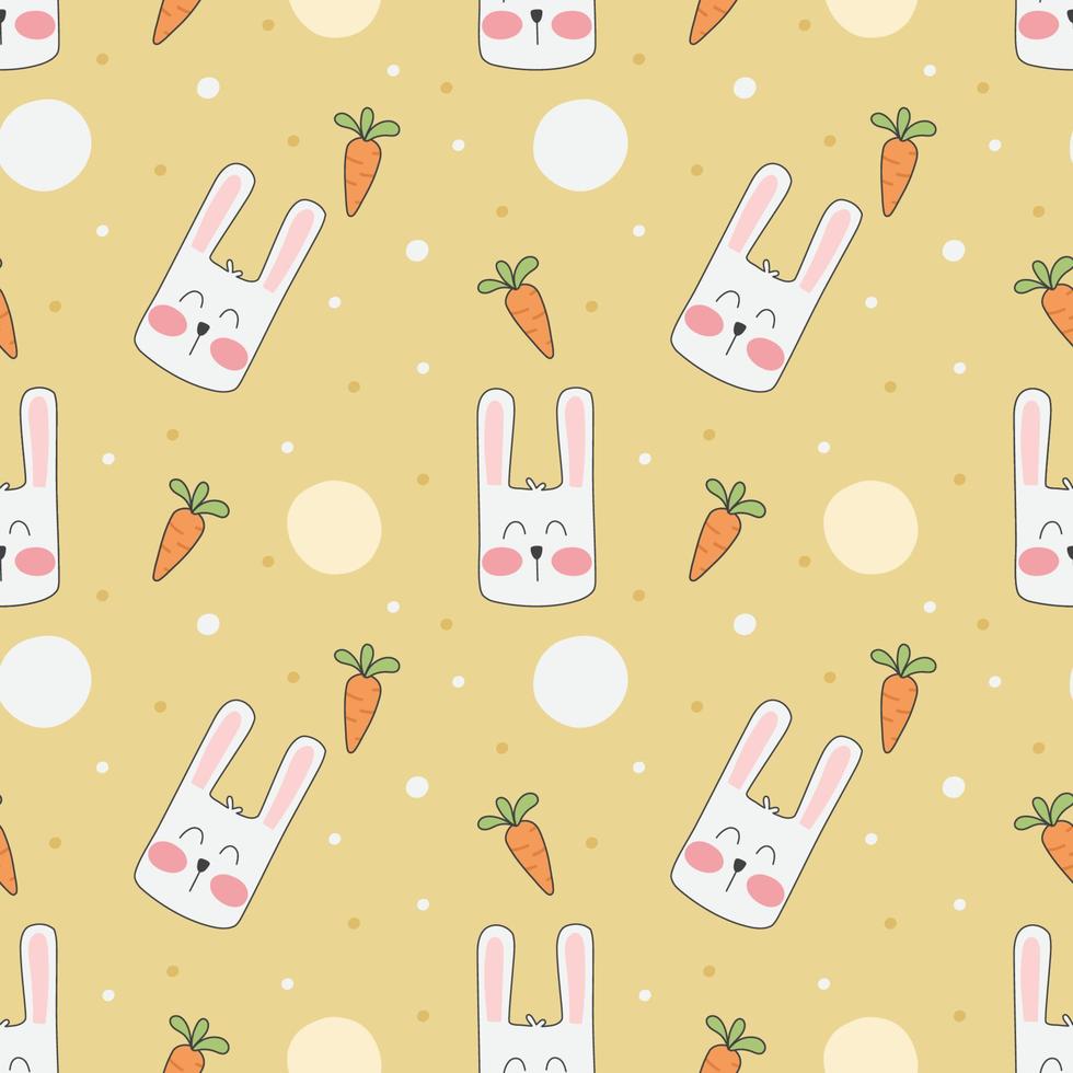 Vector cute rabbit and carrot seamless pattern background.