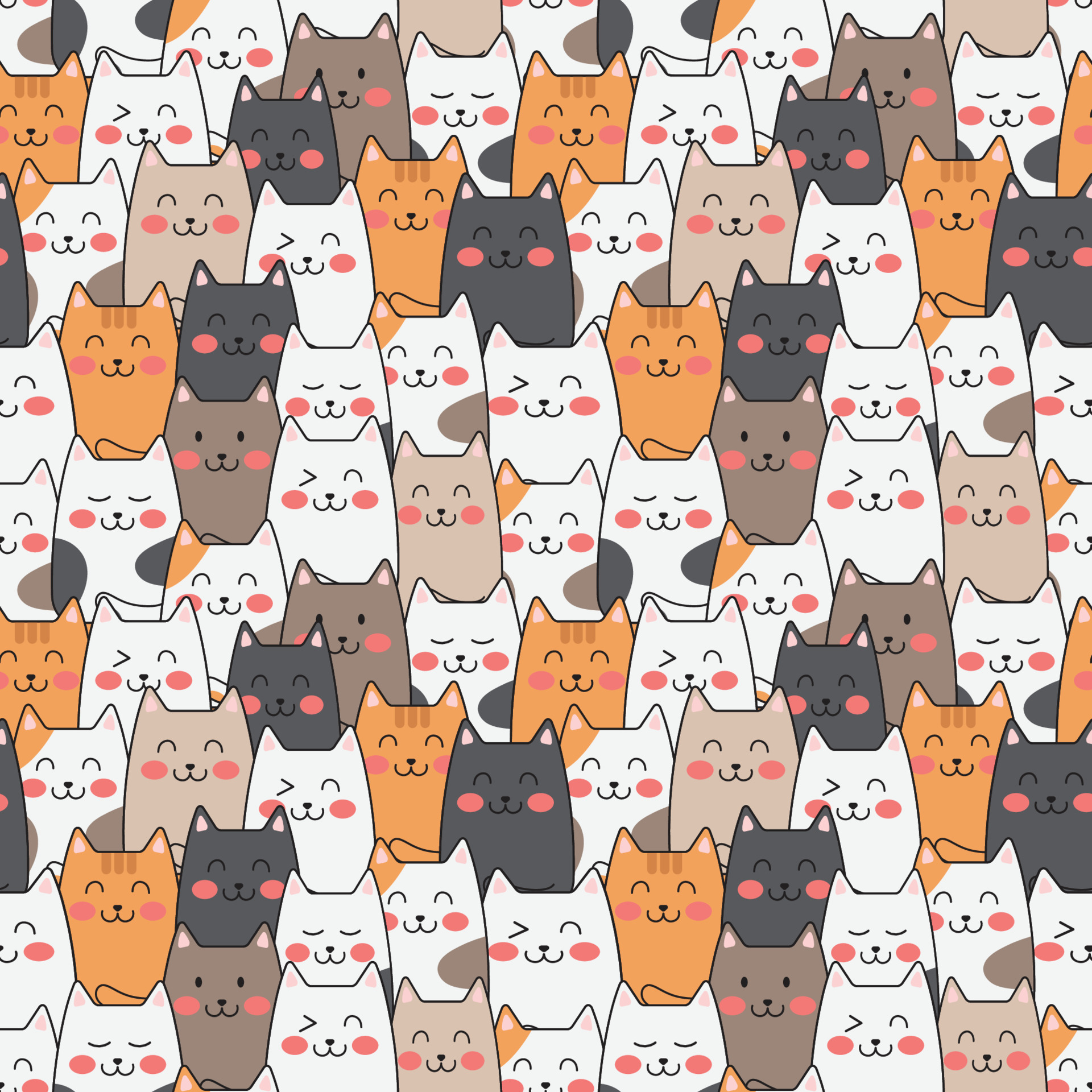 Vector cute cats pastel color seamless pattern background. 7753742 ...