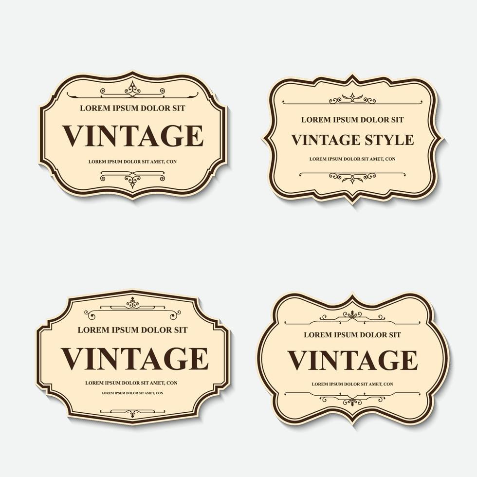 conjunto de insignias de banner de etiqueta vintage vectorial. colección de marcos retro vintage. vector