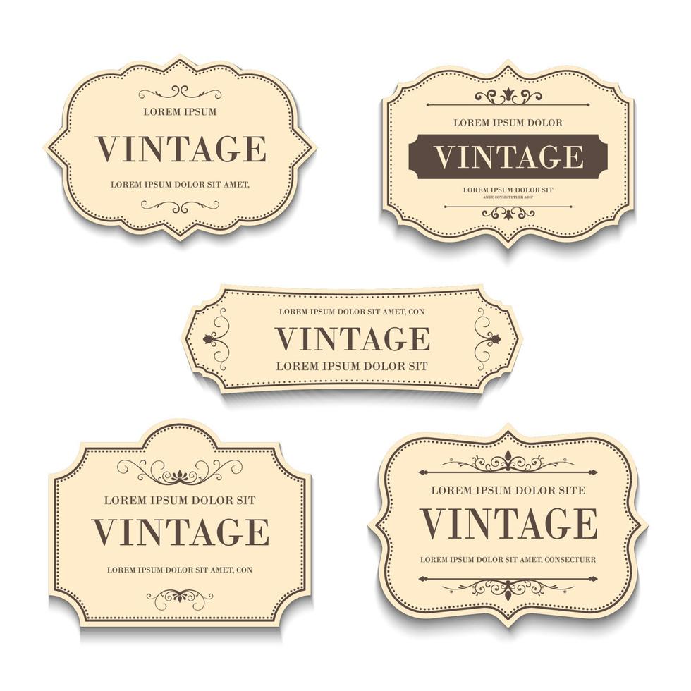 Vector set vintage label and frame element.