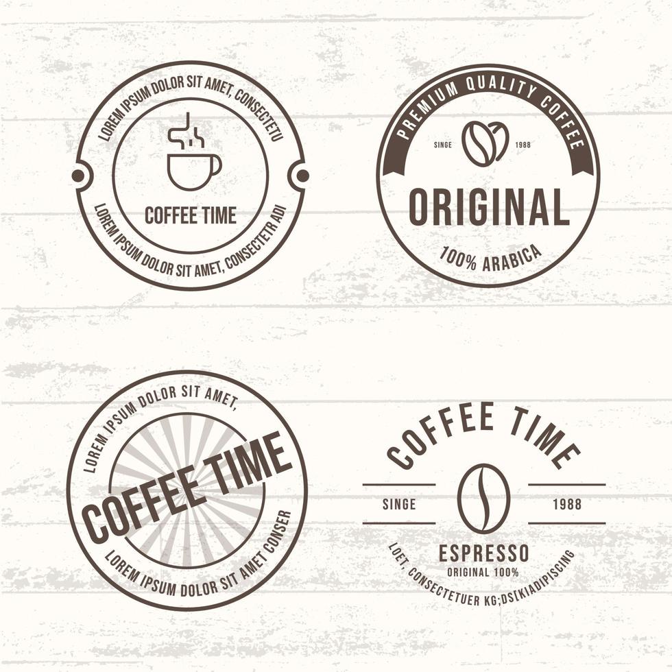 conjunto vectorial de etiqueta de café, ilustración de diseño de placa de logotipo diferente. vector