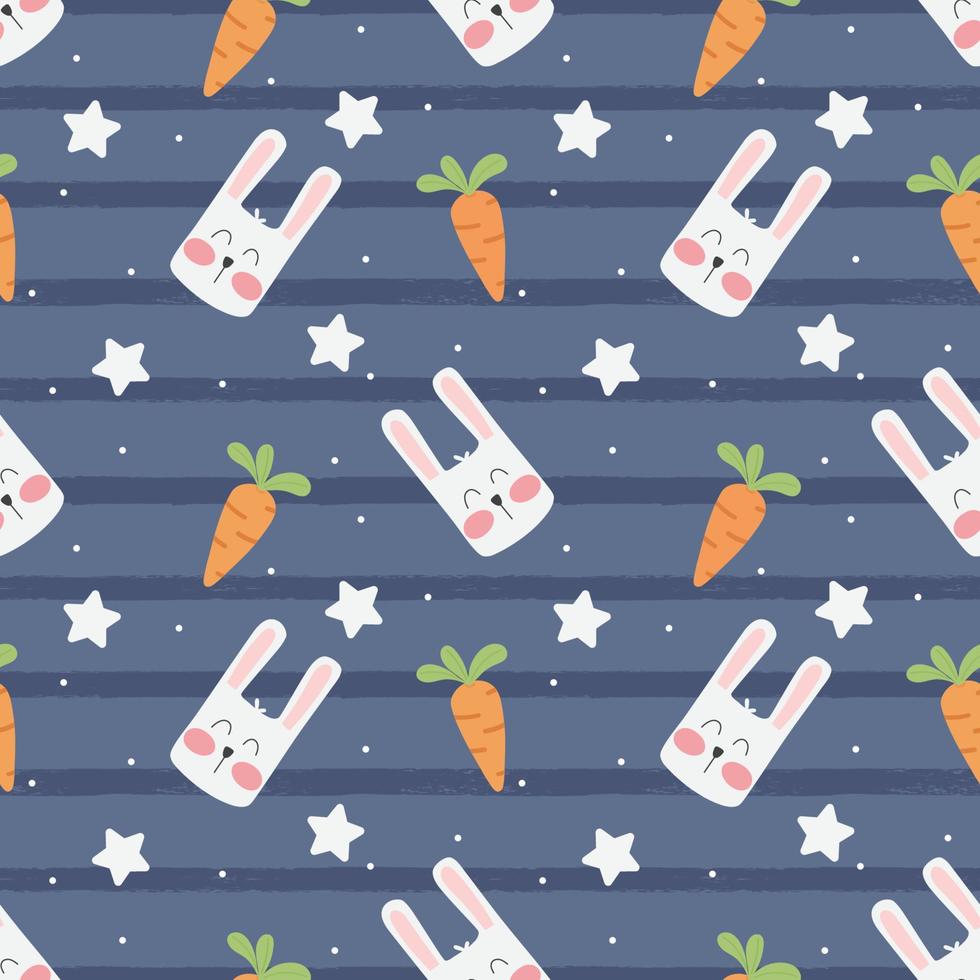 Vector rebbit and carrot cartoon cute seamless pattern background.