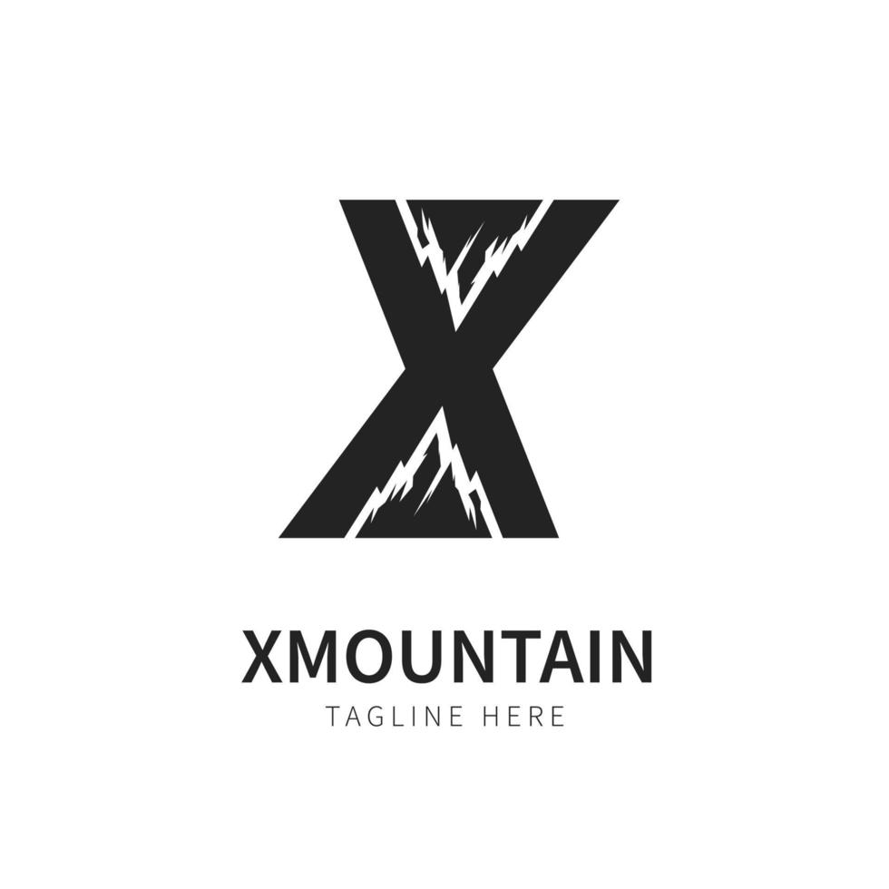 logotipo de la montaña x. logotipo de montaña de ilustración con letra x vector