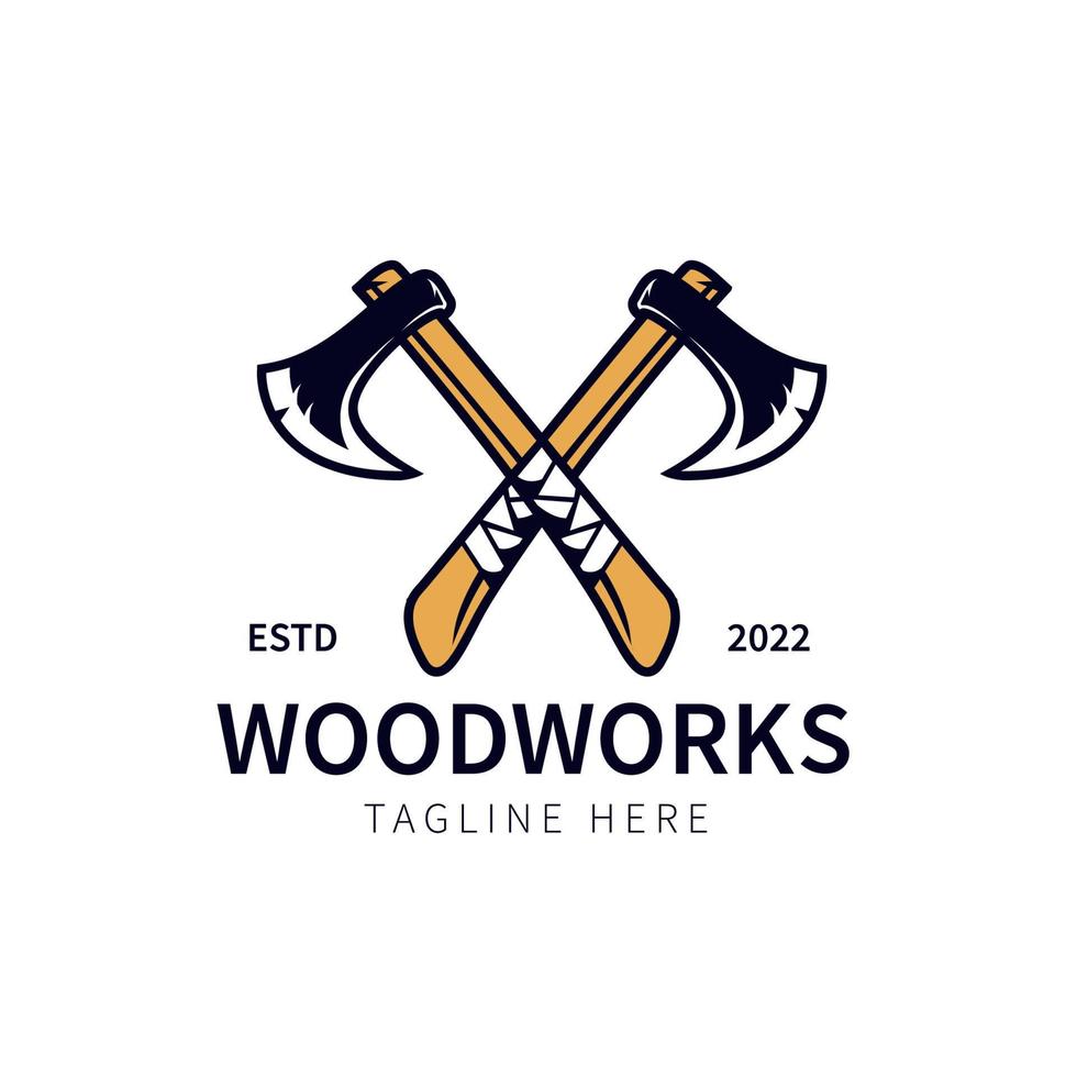 axes logo - illustration of a simple axe crossed vector