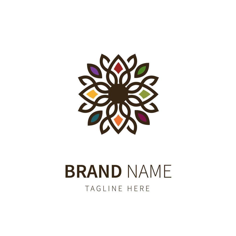 logotipo floral de belleza. ilustración del símbolo de belleza en color tradicional vector